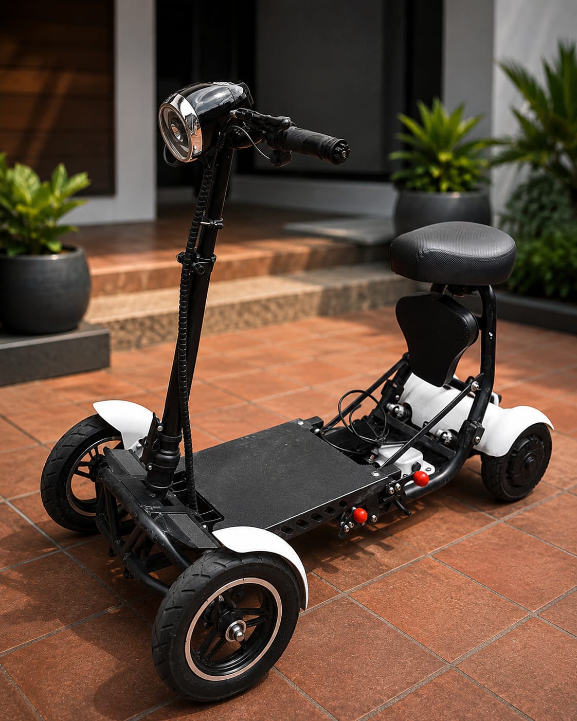 Electric Traveling Scooter 4 Wheels with seat and foldable steering column